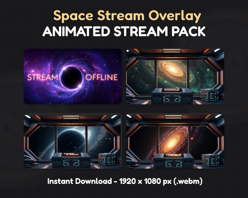 Animated Galaxy Twitch Stream Overlays: Space Transition Pack - Etsy