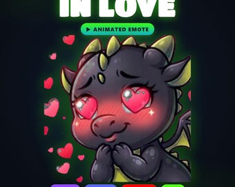 Animated Toxic Green Dragon In Love Emote - Twitch, Discord & YouTube GIF