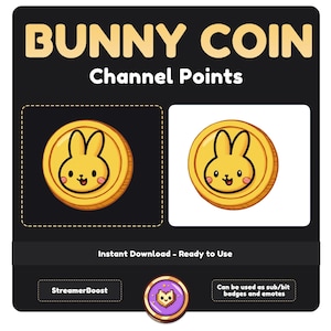 Cute Bunny Twitch Channel Points Icon - Emote for Twitch - Instant Download - Kawaii Coin -  Discord Emoji - Emotes for Streamers