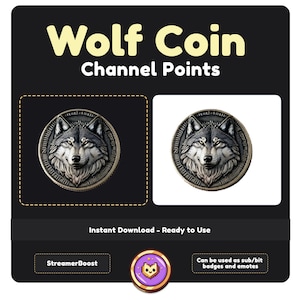Animated Wolf Coin Emote: Twitch Channel Points (Digital Download)