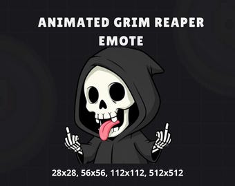 Animowana emotka Grim Reaper z środkowymi palcami, alerty Twitch, gif i WebM