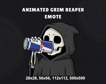 Animated Grim Reaper Emote Drinking Energy, Twitch Alerts, Gif & WebM