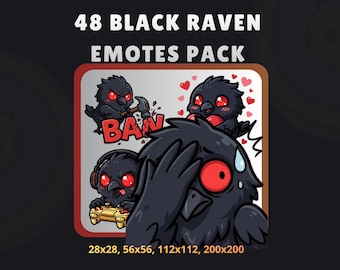 48x Black Raven - Crow Emotes Stream Package, Big Bonus