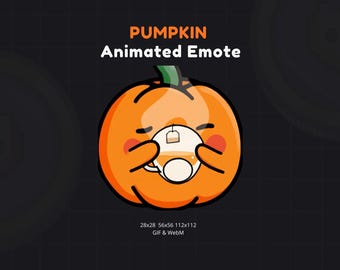 Kawaii Animated Pumpkin Emote: Spooky Tea Time (GIF & WebM)