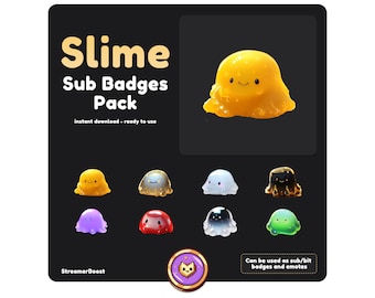 8x Slime Sub Badges for Twitch, Stream Assets