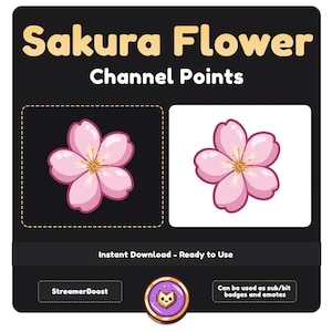 桜 Twitch チャンネル ポイント アイコン (ピンク) | フラワー ストリーム エモート | Twitch エモート | チャンネル ポイント引き換え | 桜 | かわいいエモート | キック