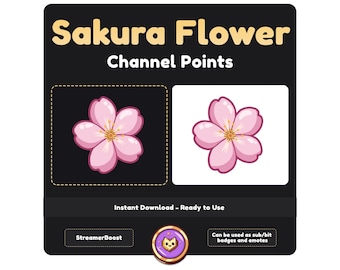 Pink Sakura Twitch Emote: Cherry Blossom Channel Points (Digital PNG)