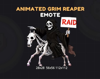 Animated Grim Reaper Raid Emote: Spooky Twitch/Discord GIF