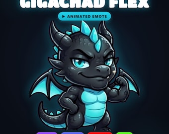 Animated Cyan Dragon Gigachad Flex Emote - Twitch, Discord & YouTube GIF
