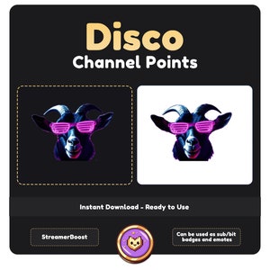 DISCO GOAT-emote voor Twitch, streamer, gaming, streaming, stream-emotes, digitaal product, muziek-emote