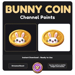 Cute Bunny Twitch Channel Points Icon - Emote for Twitch - Instant Download - Kawaii Coin