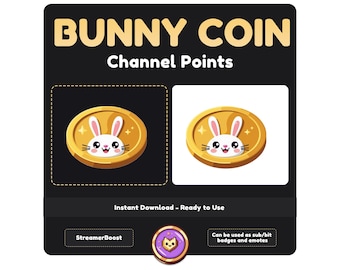 Cute Bunny Coin Twitch Icon – Channel Points Emote (Instant Download)
