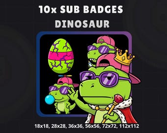 10x Dinosaur Subscriber Badges, Twitch Loyalty Rewards