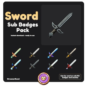 Sword Sub Badges: Medieval Streamer Icons (Digital Download)