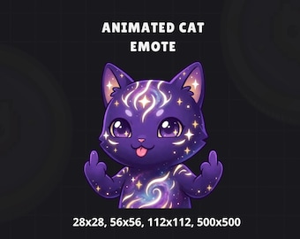 Animowana emotka kosmicznego kota, materiały strumieniowe w formacie GIF i WebM