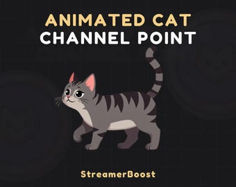 Animierte springende Katze grau getigert | Süßes Tier Twitch Emote Channel Points Icon | Perfekt für Luftschlangen | Transparentes GIF