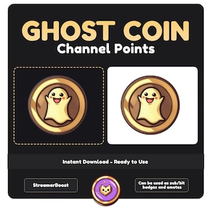 Ghost Twitch Channel Points Icon | Ghost Coin Emote | Coin Emotes | Cute Ghost Emoji | Kawaii Emote | Discord Emote | Spooky Emote | Scary