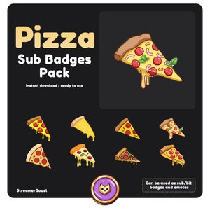 8x Pizza Twitch Sub Badges, Subscriber Badges, Food Emote, Twitch Chat Widget, Twitch & Discord Assets, Twitch Streamer Gift