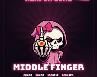 Animated Grim Reaper Girl Middle Finger Emote for Streamers