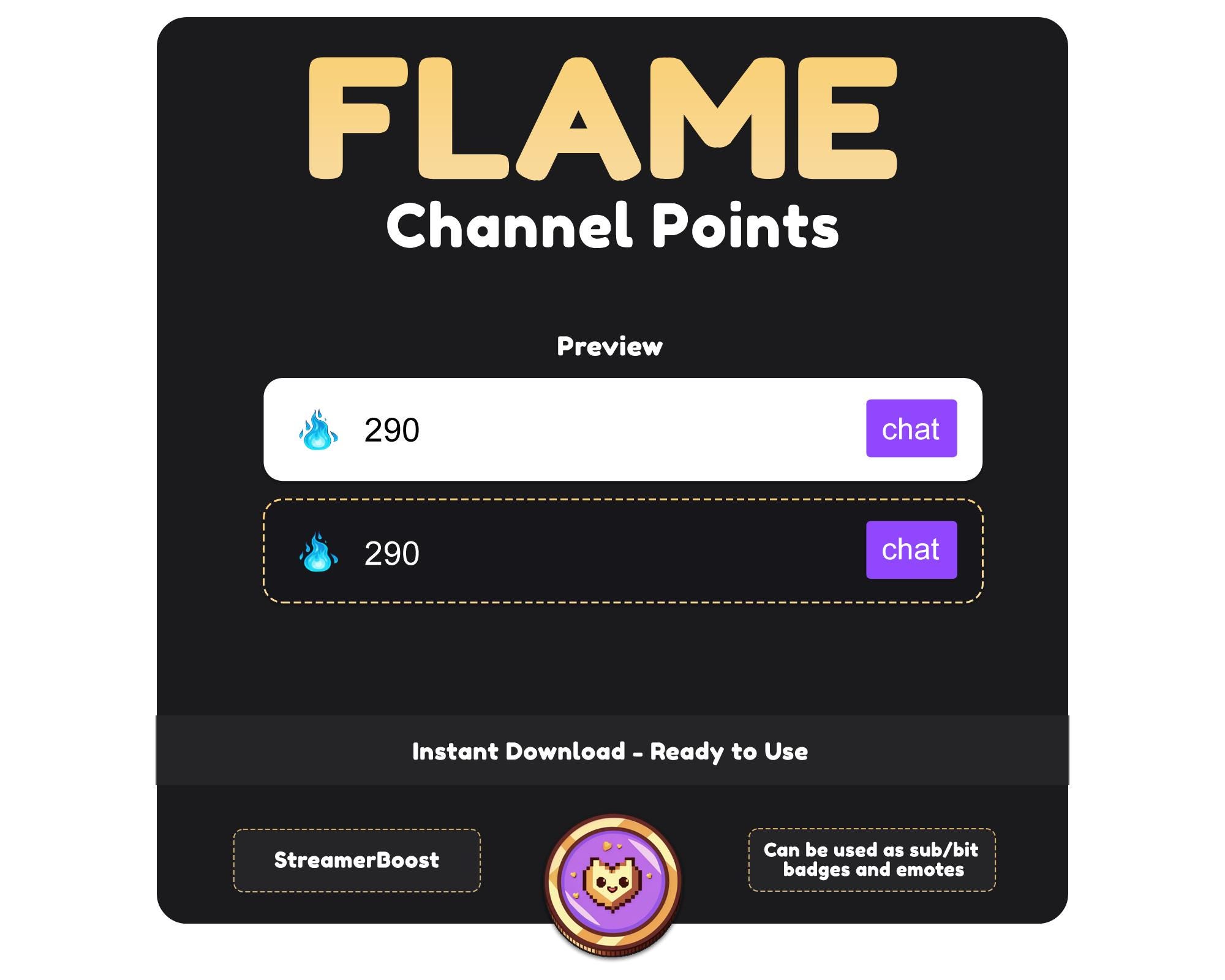 Emotka Niebieskiego Płomienia: Kawaii Yokai Twitch Channel Point  (Pobieranie Cyfrowe)