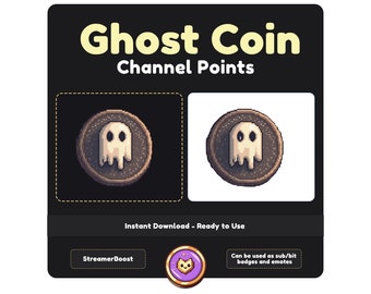 Ghost Coin Twitch Emote: 8-Bit Pixel Art Channel Points (Digital PNG)