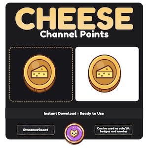 Kawaii Cheese Coin-emote: Twitch-kanalpoängikon (digital nedladdning)