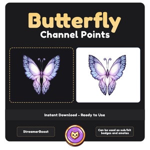 Kawaii Butterfly Twitch Emotes: Pastel Channel Points Icon Set (Digital Download)