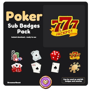 8x Poker Twitch Sub Badges | Karte Emote | Poker Emote | Kasino Emote | Glücksspiel Emotes | Jackpot Twitch | Würfel Emotes | Discord Emote Punkte