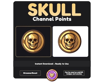 Skull Coin Twitch Emotes: Spooky Kawaii Channel Points (Digital Download)