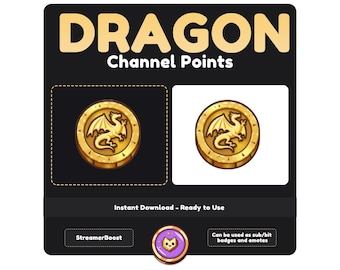 Kawaii Dragon Coin Emote: Twitch Channel Points Icon (Digital Download)