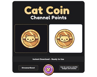 Cat Coin Twitch Channel Points Icon, Cat Stream Rewards