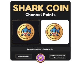 Kawaii Shark Coin Emote: Twitch/Discord Channel Points (Instant Download)