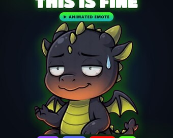 Animated Toxic Green Dragon This Is Fine Emote - Twitch, Discord & YouTube GIF