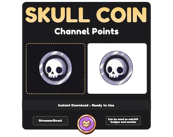 Spooky Skull Coin Twitch Emote: Halloween Stream Emoji (Digital Download)