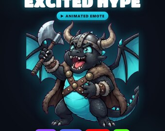 Animated Cyan Dragon Excited Hype Emote - Twitch, Discord & YouTube GIF