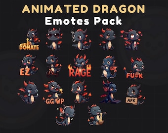 Animated Black Dragon Emotes – Twitch & Discord Streamer Pack