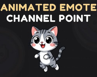 Kawaii Katzen Animiertes Emote | Niedliche grau getigerte Katze GIF | Twitch Discord PNG | Luftschlangen Overlay | Digitaler Download
