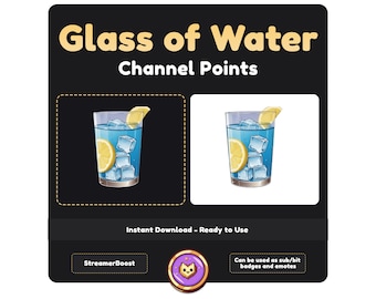 Water Glass Twitch Emote: Channel Points Reward Icon (Digital Download)