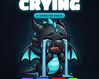 Animated Cyan Dragon Crying Emote - Twitch, Discord & YouTube GIF