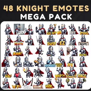 48 Medieval Knight Twitch Emotes, Discord Stream Assets Package, Twitch