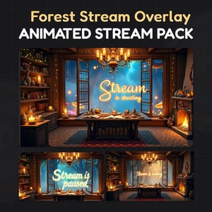 Stream Screens Mystical Forest | Stream Screens for Streamers | Overlay | Stream Starting | Stream Paused | Stream Ending | Offline | Pack