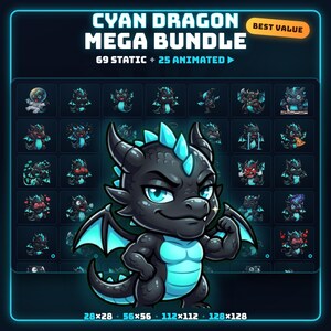 94x Cyan Dragon Emotes-paket