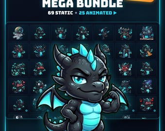 94x Cyan Dragon Emotes Bundle Pack