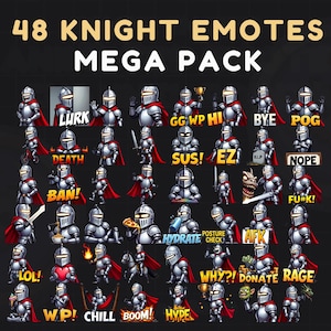 48 Medieval Knight Twitch Emotes, Discord Stream Assets Package, Twitch Emojis Widgets, Twitch Icon Bundle, Twitch Channel Design Elements