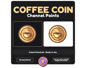Kawaii Coffee Coin Emote: Twitch Channel Points (Digital Download)