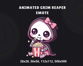 Animated Grim Reaper Emote | Eating Popcorn | Gif & WebM