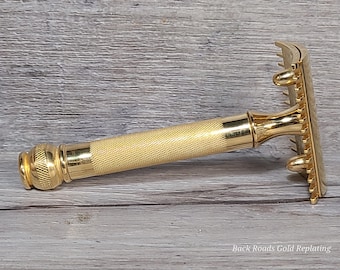Gillette Old Type Ball End Tech Vintage Safety Razor - Replated 24K Gold