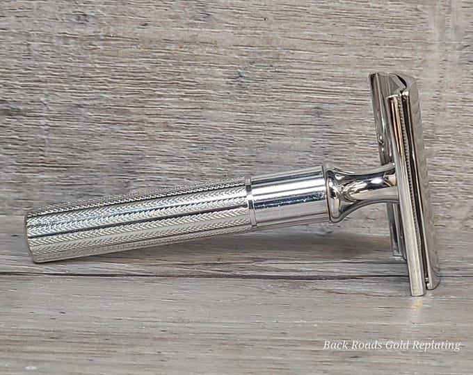 Gillette Fat Handle Pre War Tech Vintage Safety Razor -replated Rhodium ...