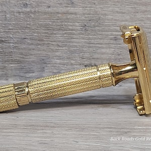 Gillette 48-50 Aristocrat Vintage Safety Razor -Replated  24K Gold