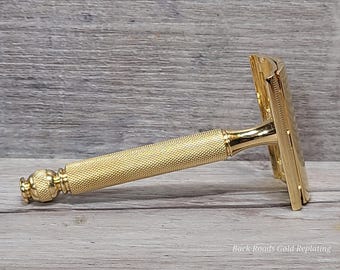 Gillette Ball End Tech Vintage Safety Razor - Replated 24K Gold